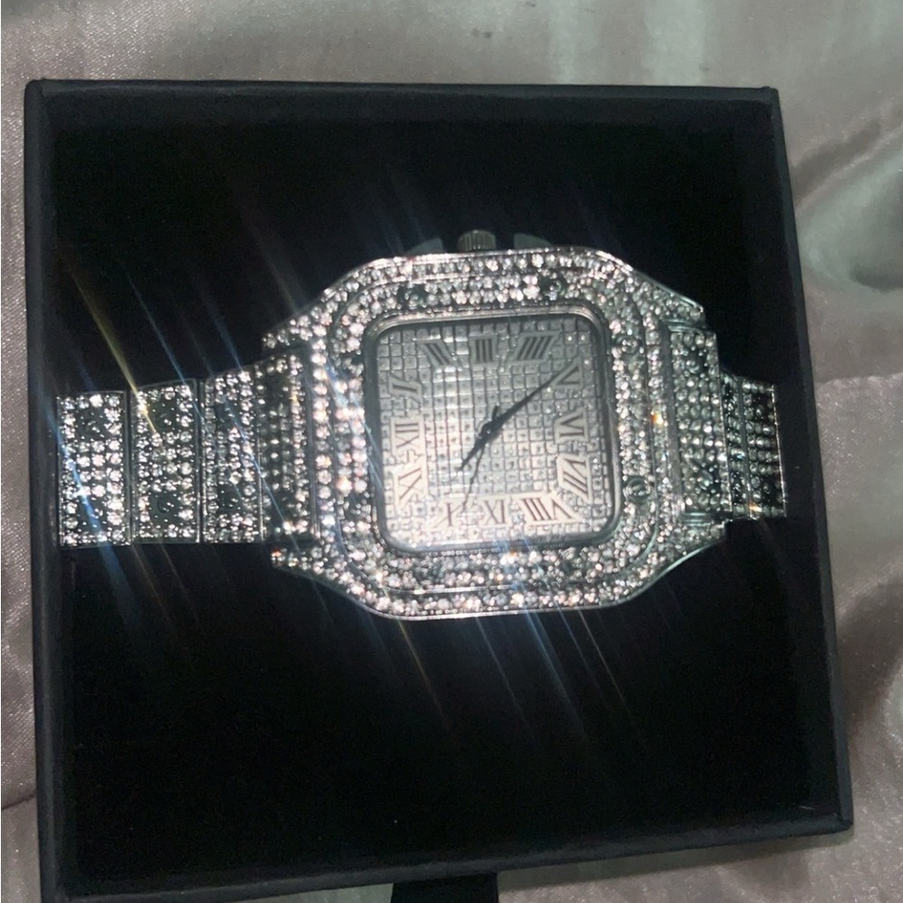 Silver Crystal-Embellished Watch